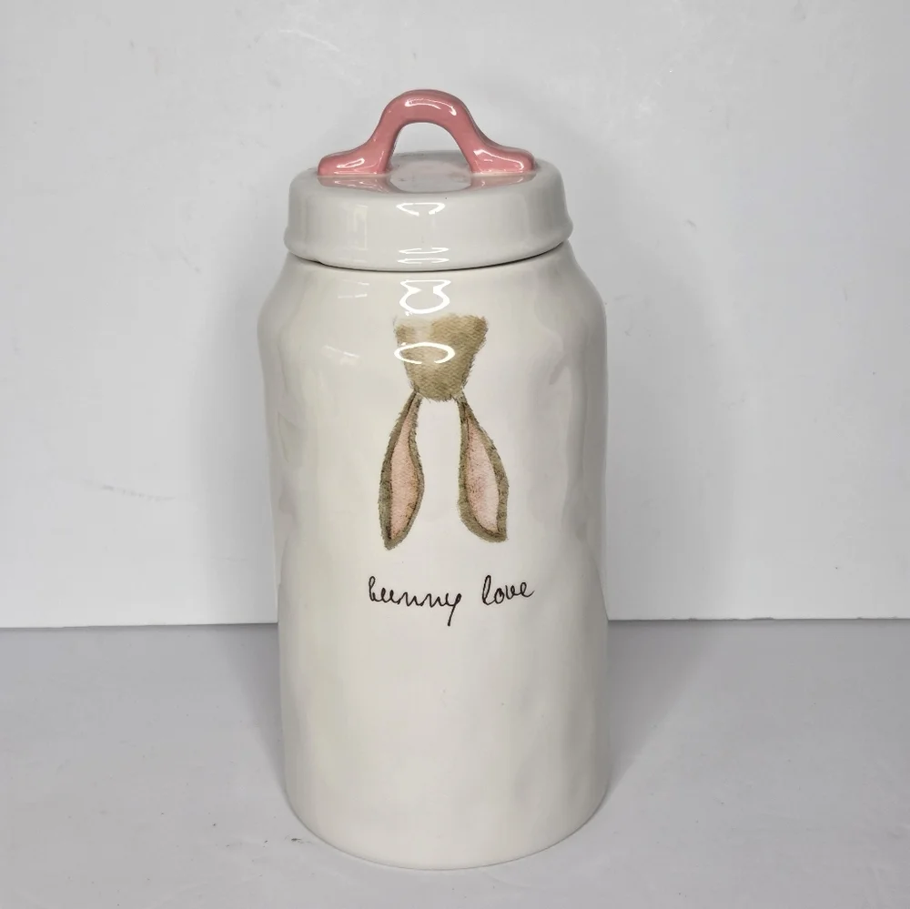 Rae‎ Dunn Easter Pink Bunny Ears Bunny Love Canister Cookie Jar
